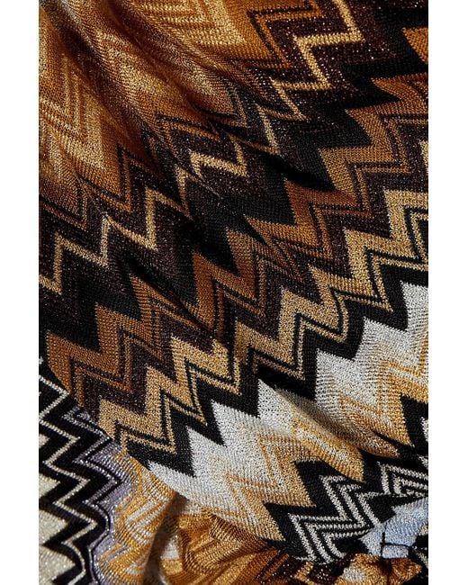 Missoni Metallic Ruched Crochet-knit Turtleneck Maxi Dress