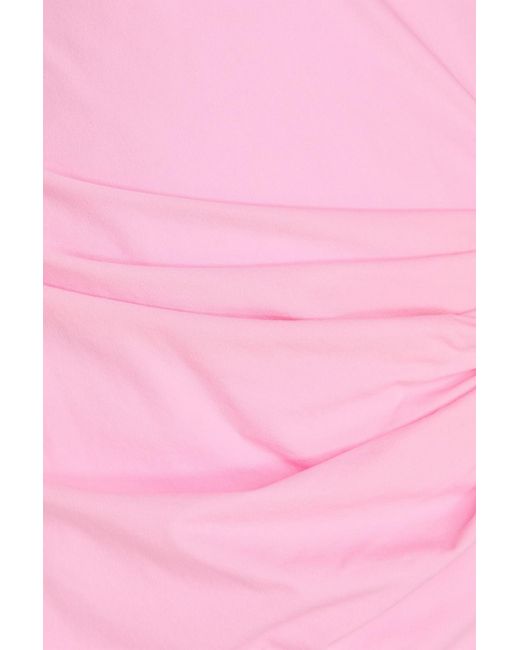 Magda Butrym Pink Floral-appliquéd Draped Jersey Maxi Dress