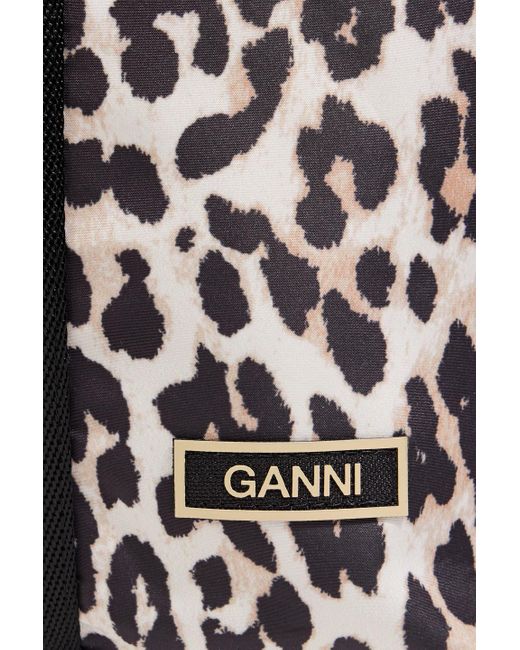 Ganni Black Leopard-print Shell Weekend Bag