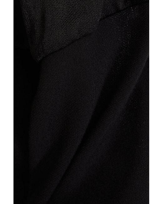 Ba&sh Black Ninon Open-back Paneled Cady Midi Slip Dress