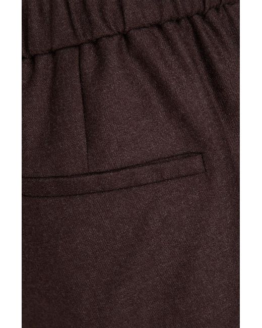 Theory Brown Treeca Cropped Wool-flannel Tapered Pants