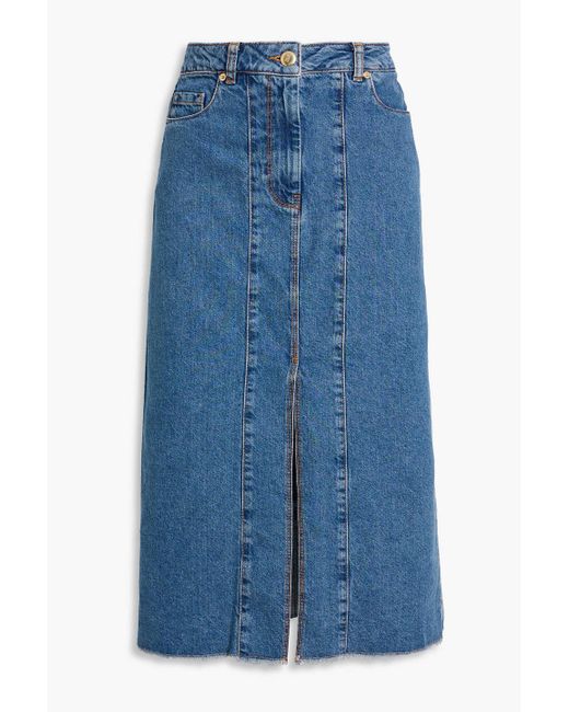 Farm Rio Blue Denim Midi Skirt