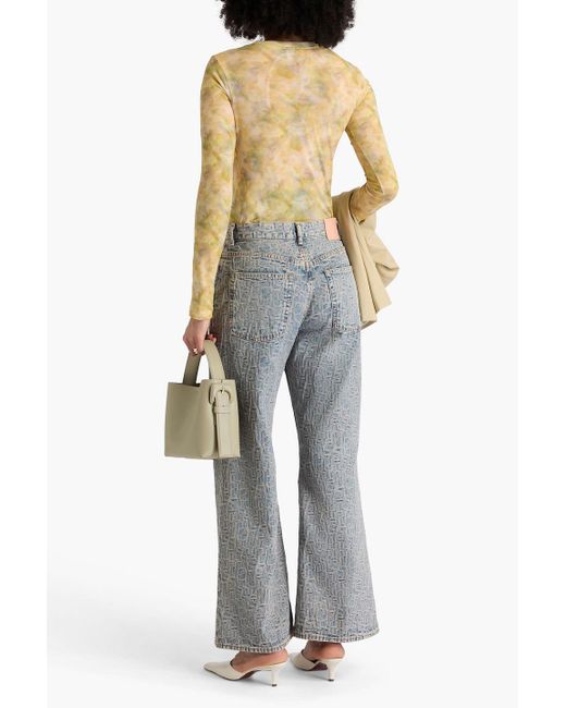 Acne Gray Jacquard High-Rise Bootcut Jeans