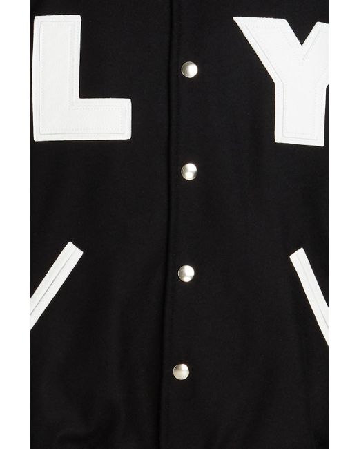 1017 ALYX 9SM Black Pebbled-leather Paneled Wool-blend Felt Bomber Jacket for men