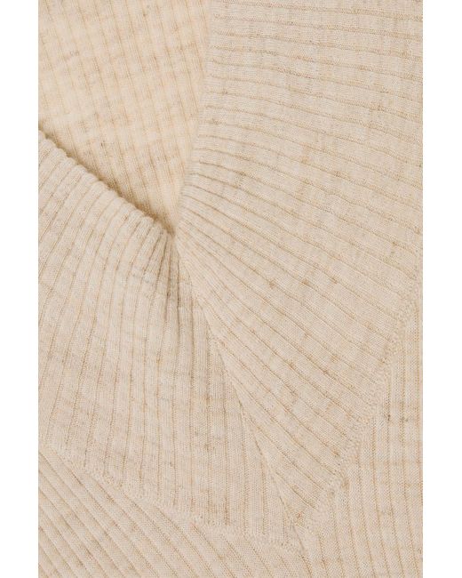 Brunello Cucinelli Natural Cashmere, Silk And Linen-blend Midi Dress