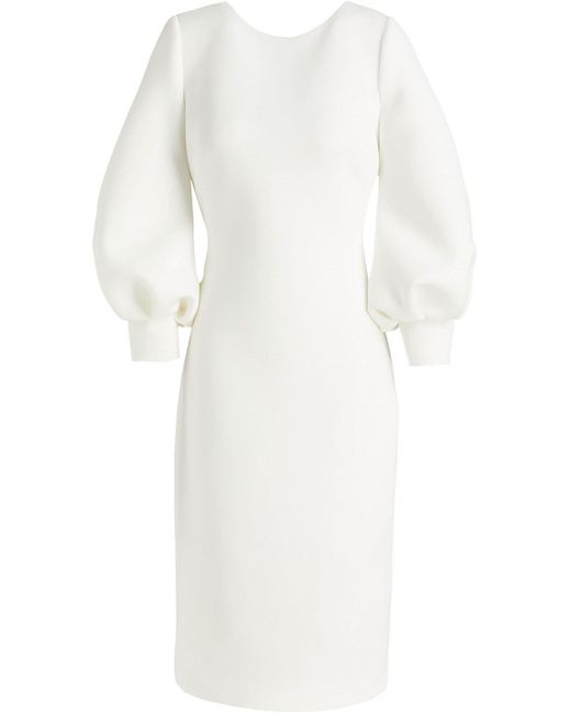 Badgley Mischka White Bow-embellished Cutout Scuba Dress
