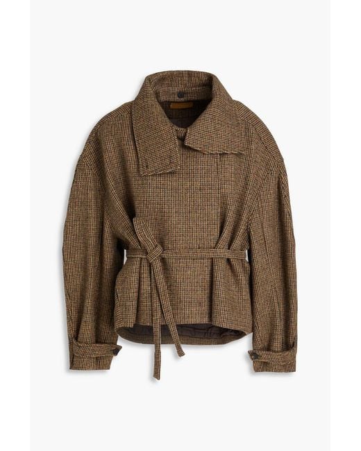 LE17SEPTEMBRE Brown Double-Breasted Wool-Tweed Jacket