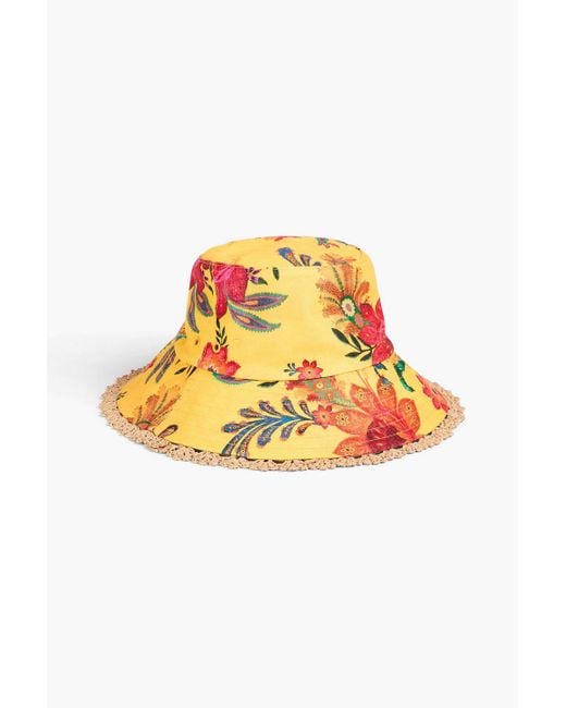 Zimmermann Yellow Printed Linen-canvas Bucket Hat