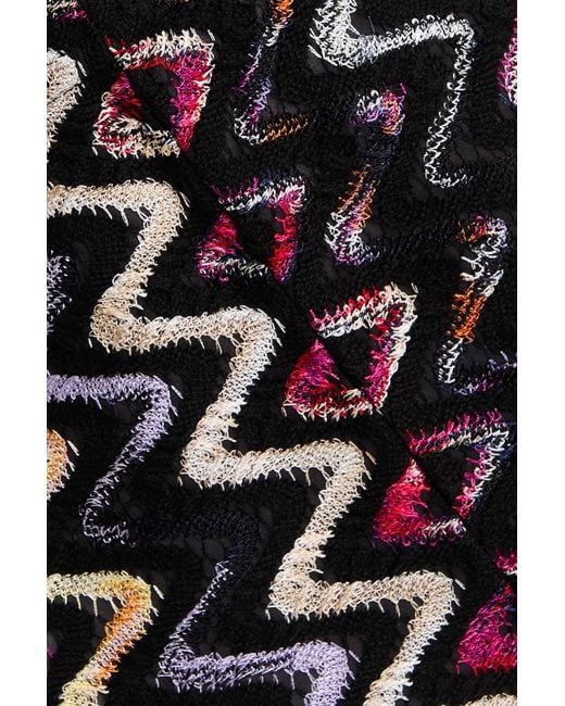 Missoni Black Crochet-knit Wool-blend Flared Pants