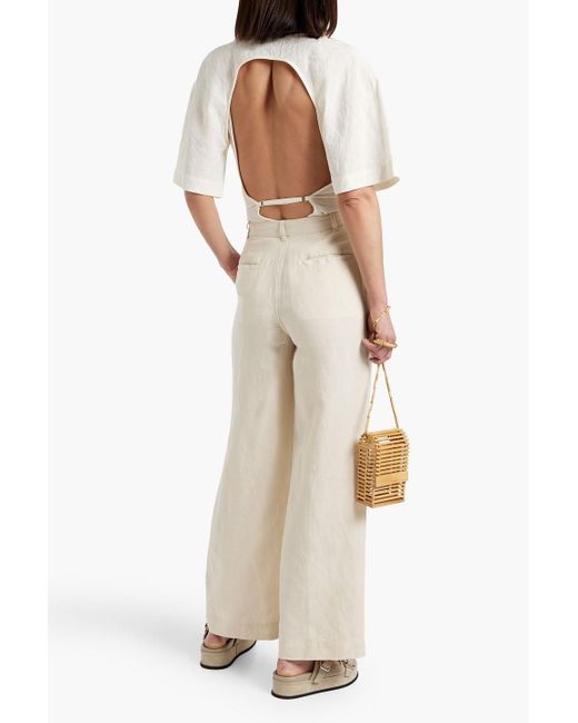 Onia White Linen And Lyocell-blend Wide-leg Pants