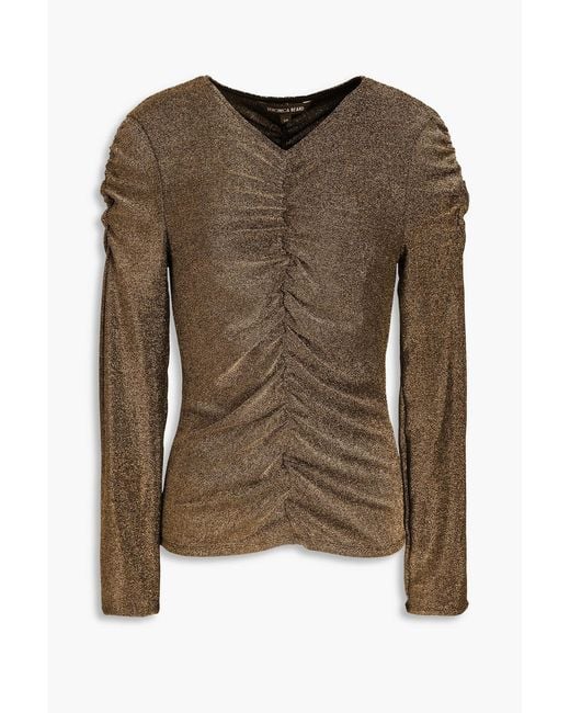 Veronica Beard Brown Neeta Ruched Jersey Top