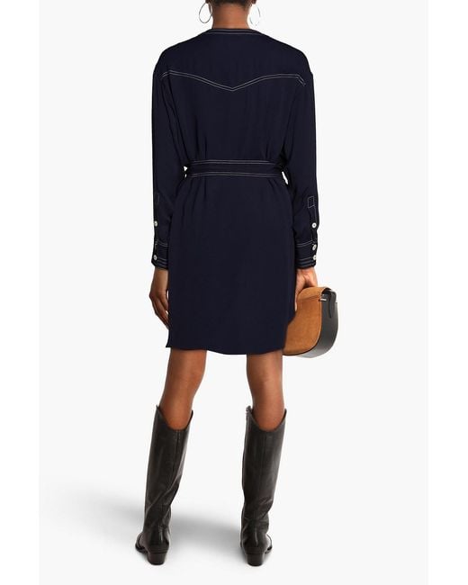 Claudie Pierlot Blue Pleated Crepe Mini Dress