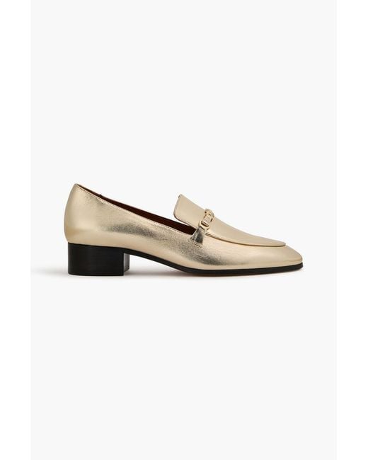 Maje Metallic Embellished Leather Loafers
