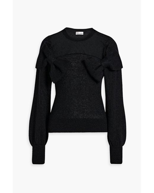 RED Valentino Black Point D'esprit-paneled Mohair-blend Sweater