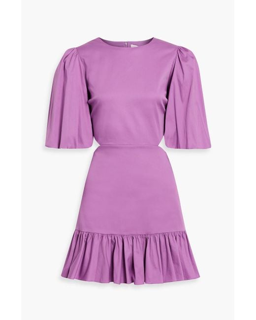 Veronica Beard Purple Iker Cutout Ruffled Cotton-blend Poplin Mini Dress