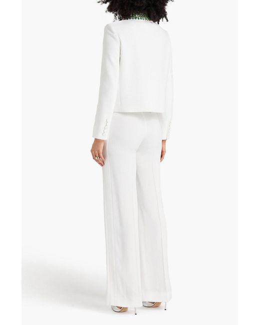 Veronica Beard Green Imogen Crystal-Embellished Crepe Jacket