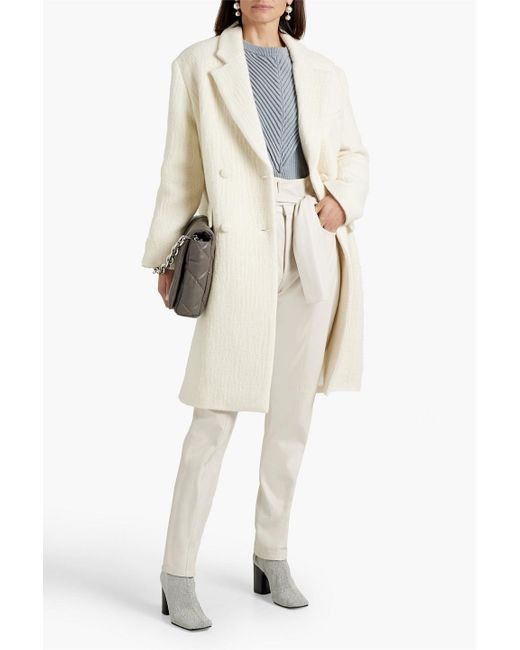 IRO White Omari Double-breasted Cotton, Wool And Alpaca-blend Bouclé-tweed Coat