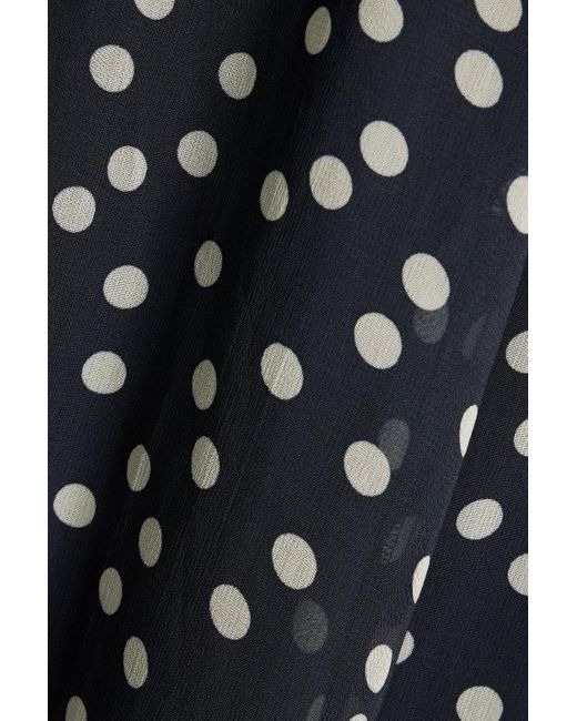 Rixo Black Irene Crochet-paneled Polka-dot Crepe De Chine Midi Dress