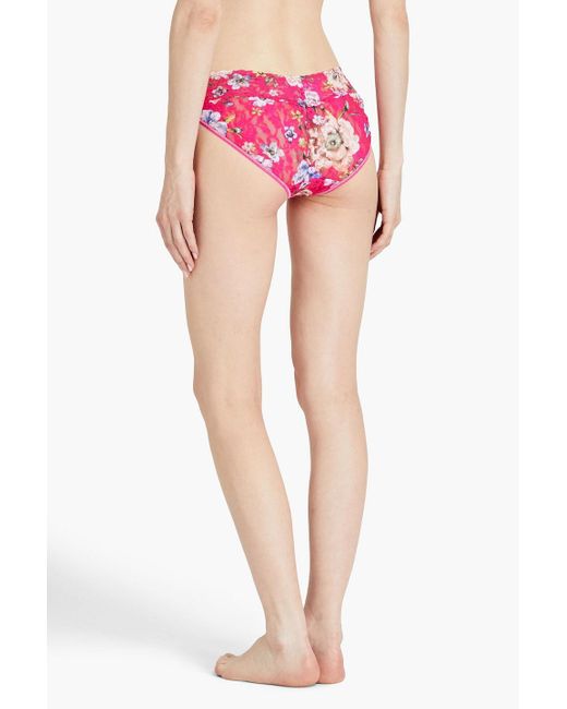 Hanky Panky Pink Signature Floral-print Stretch-lace Low-rise Briefs