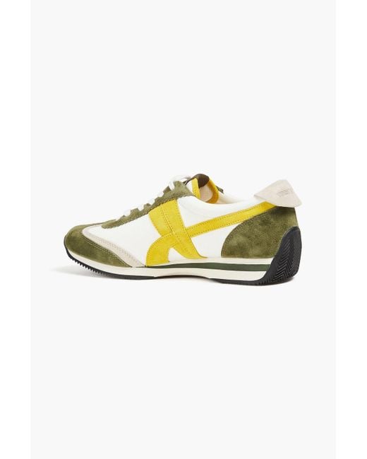 Tory Burch Yellow Faux Leather And Suede Sneakers