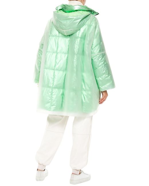 mint green raincoat