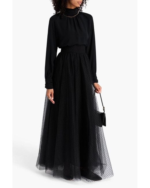 Zimmermann Black Polka-dot Flocked Tulle Maxi Skirt
