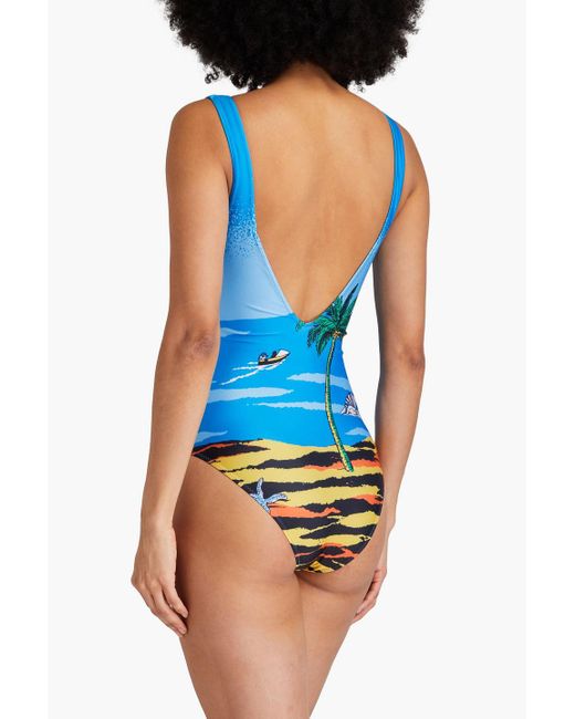 Ganni Blue Badeanzug mit print