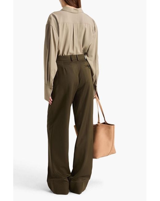Stella McCartney Green Wool Wide-Leg Pants
