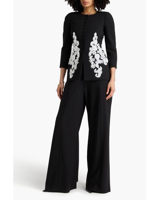 Carolina Herrera Black Sequin-Embellished Wool-Blend Jacket