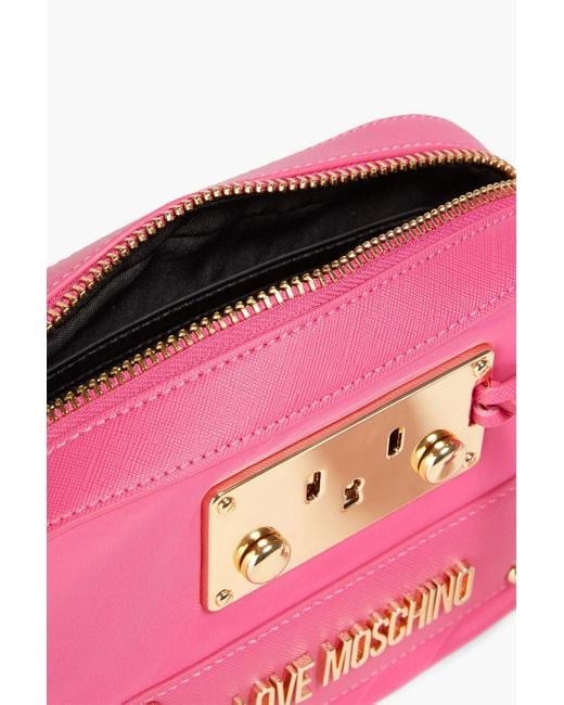 Love Moschino Pink Faux Textured-leather And Shell Shoulder Bag