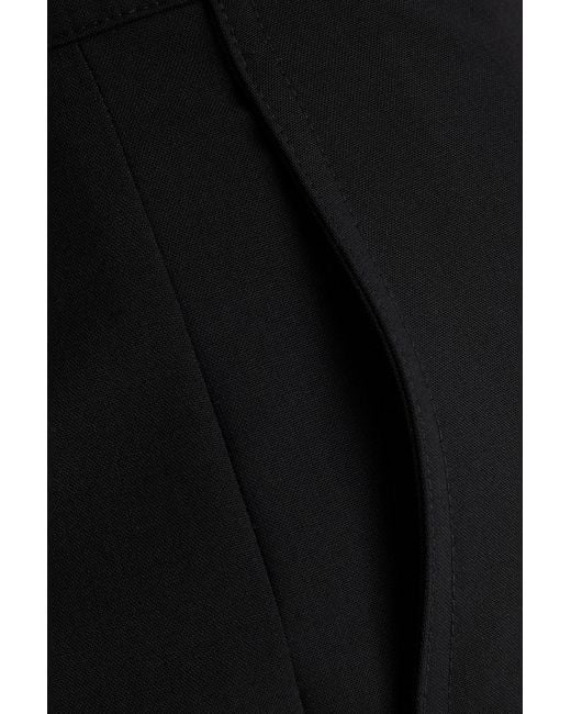 Theory Black Wool-Blend Crepe Wide-Leg Pants