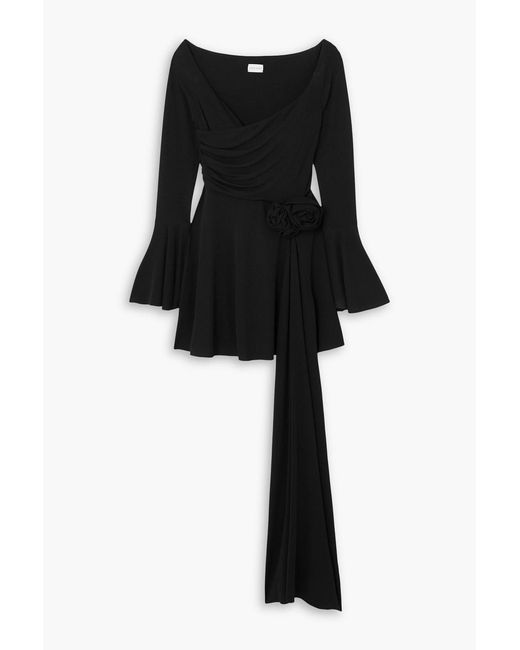 Magda Butrym Black Off-the-shoulder Appliquéd Stretch-crepe Mini Dress