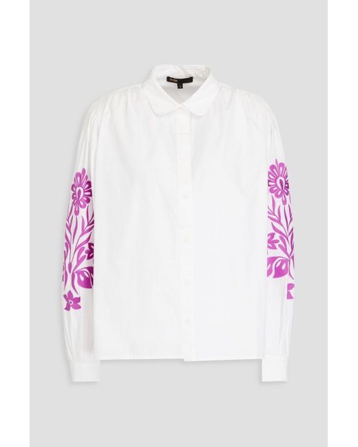 Maje White Embroidered Cotton Shirt