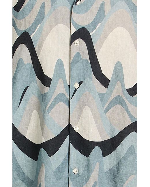 Frescobol Carioca Gray Roberto Printed Linen Shirt for men