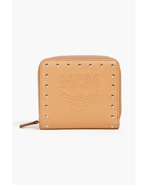 MCM Natural Studded Embossed Pebbled-leather Wallet