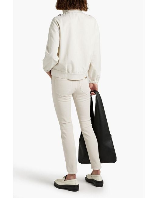 Brunello Cucinelli White Embellished Cotton-blend Jersey Jacket