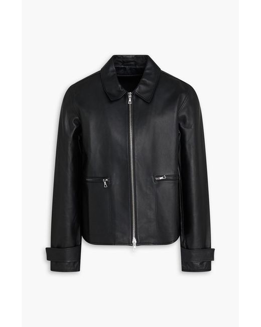 Officine Generale Black Milan Leather Jacket for men