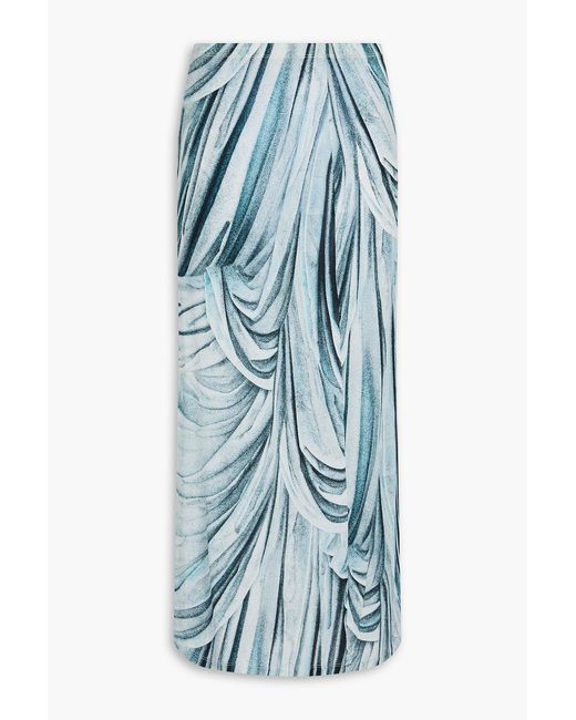 Rabanne Blue Printed Stretch-Jersey Maxi Skirt