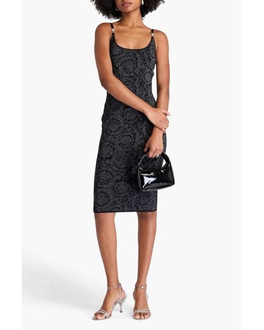 Versace Black Kleid aus jacquard-strick mit metallic-effekt
