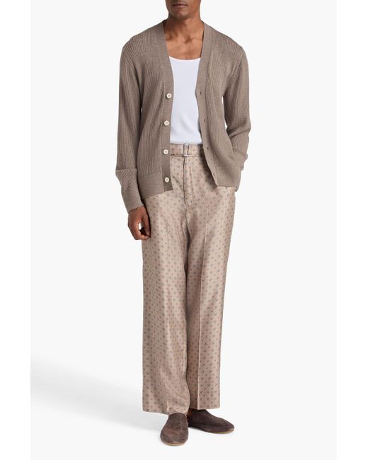 Officine Generale Hose "nash" aus seiden-twill mit print und gürtel in Natural für Herren