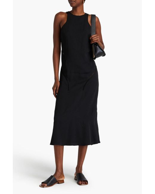 Rohe Black Lattice-trimmed Crepe Midi Dress