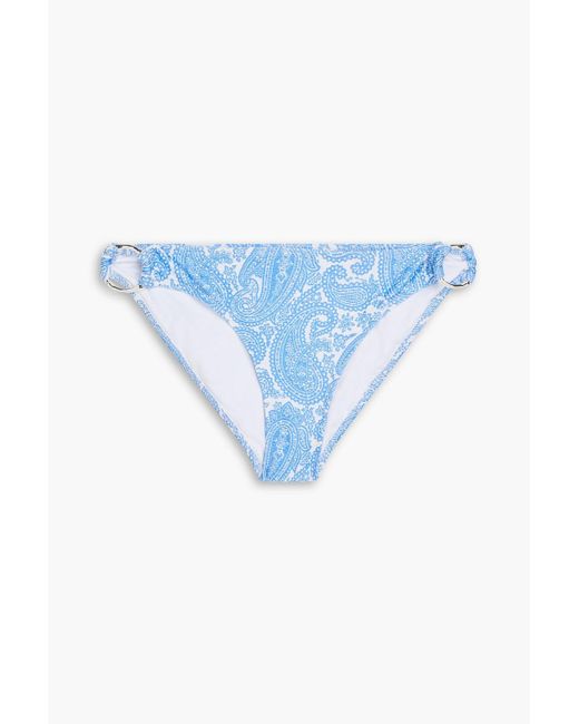 Heidi Klein Blue Tief sitzendes bikini-höschen aus stretch-piqué mit paisley-print