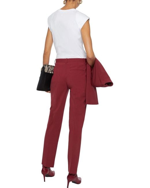 Theory Red Mélange Stretch-wool Straight-leg Pants