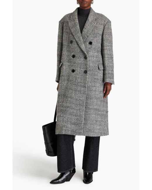 Isabel Marant Gray Lojimiko Double-breasted Brushed Wool Coat
