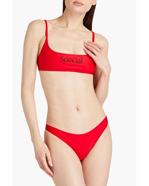 More Joy Red Printed Bikini Top