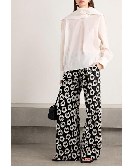 Ulla Johnson White Cai Pleated Fil Coupé Faille Wide-leg Pants