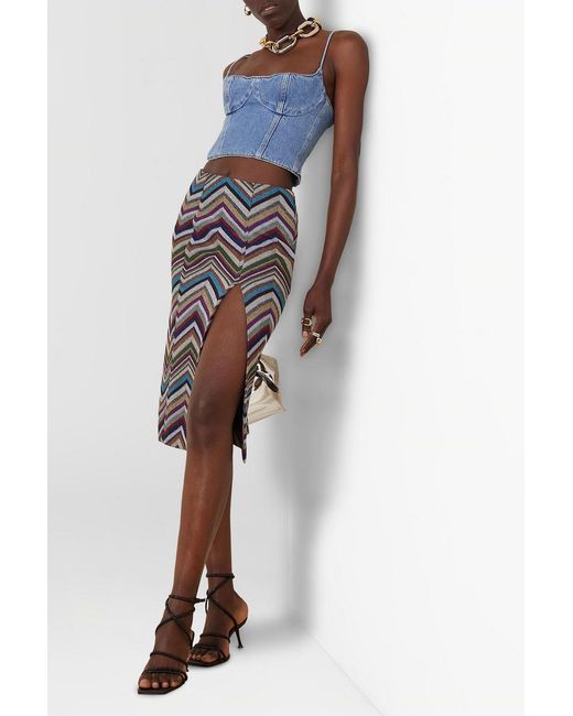 Missoni Gray Metallic Crochet-knit Wool-blend Skirt