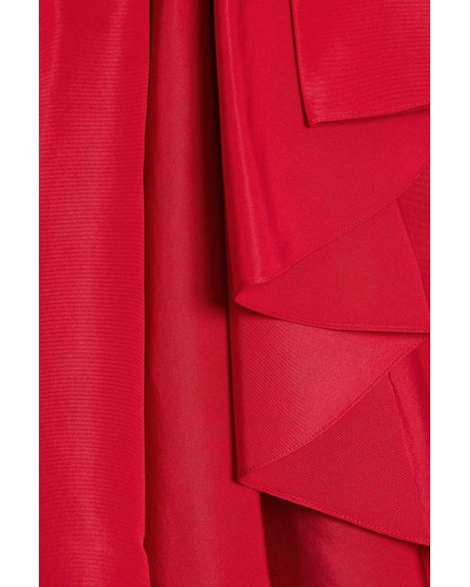 Carolina Herrera Red Robe aus seiden-faille mit wickeleffekt und falten