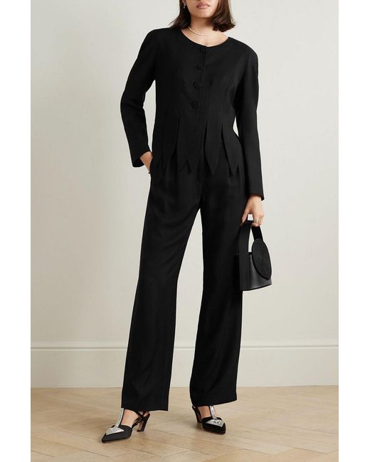 D'Estree Black Charlotte Woven Wide-leg Pants