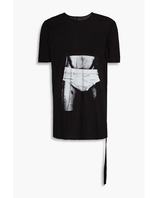 Rick Owens Black Printed Slub Cotton-jersey T-shirt for men